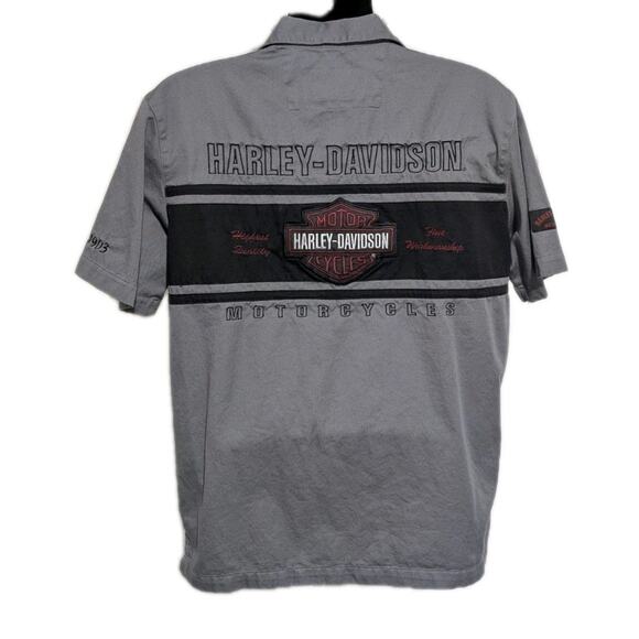 Harley-Davidson Oil Service Shirt Gray Black Patches 96619-07VM Vintage 2006 L - Picture 2 of 13
